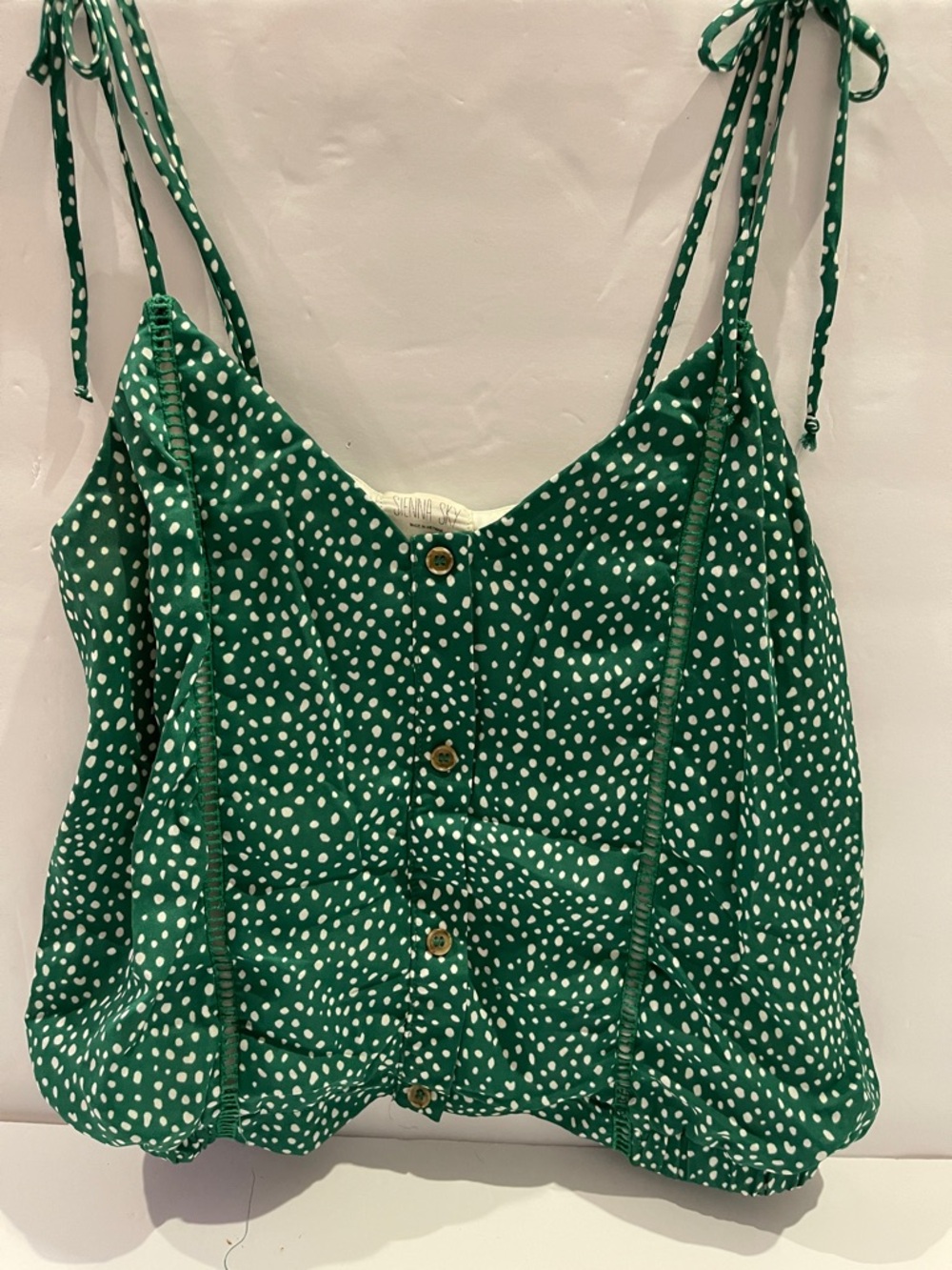 Sienna Sky Green Polka Dot Tie-Shoulder Cami